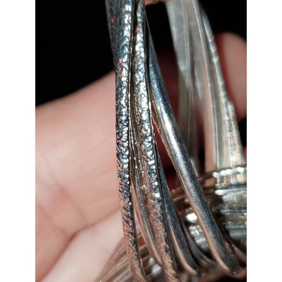 A Silver Tone Chunky Statement Necklace Power Career Evening Metallic - Picture 3 of 10